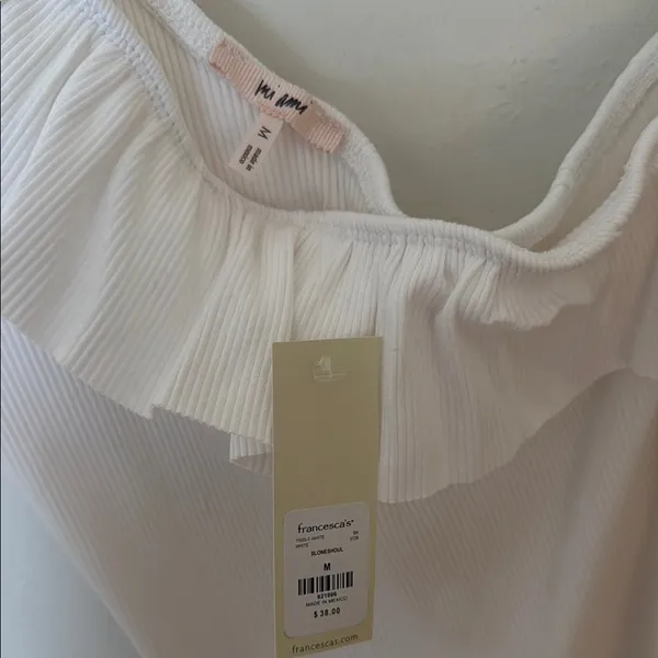 Francesca's Collections Cream Asymmetrical Ruffled Camisole White Size M - Image 2