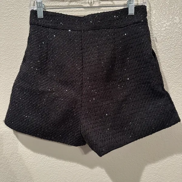 Zi Yan dressy black Glam pleated sparkling shorts S - Image 5