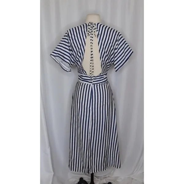 618 SIX ONE EIGHT Blue White Stripe Cabana Resort Dress Cruise Resortwear Medium - Image 6