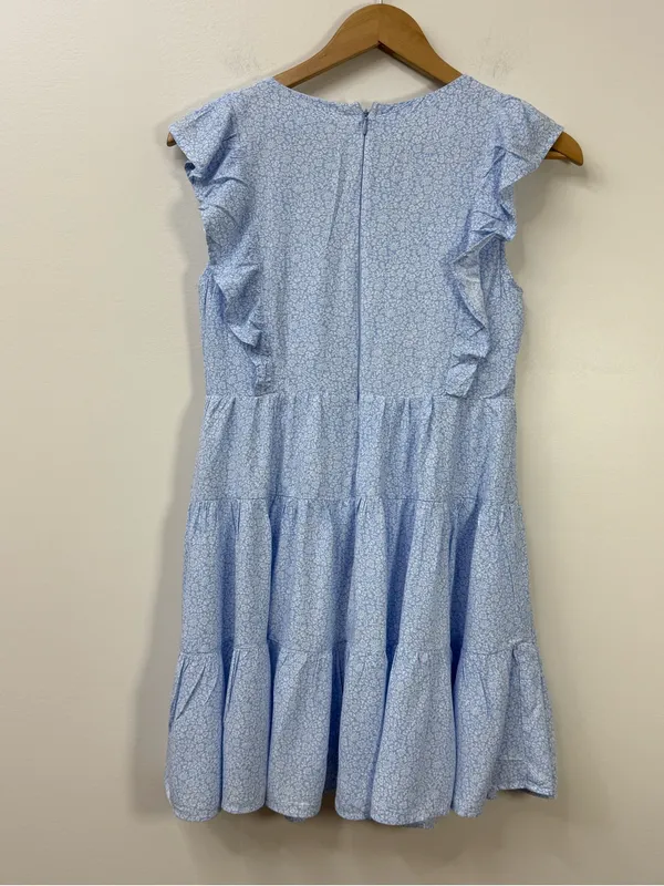 Altar'd State Light Blue Floral Tiered V-Neck Midi Dress size XS - Image 3