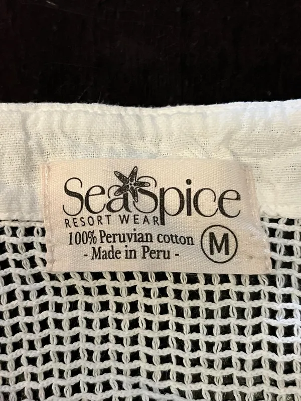 SeaSpice Cover Up Womens Medium White Crochet Mesh Lace Trim Beach Tunic Swim - Image 11