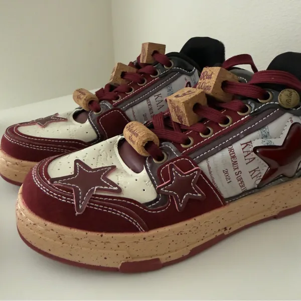 Red Wine Star Unisex Burgundy Red Fashion Skate Sneakers Men 5.5. Women 7 - Image 10