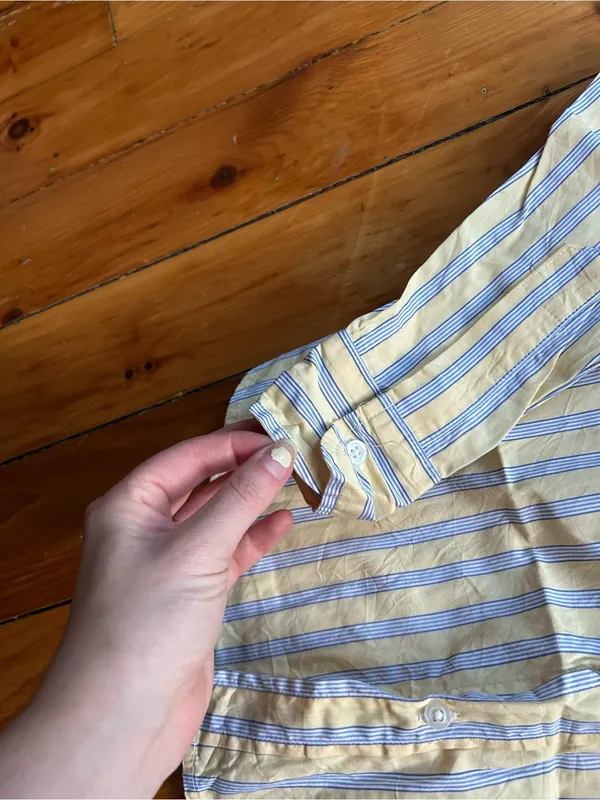 Frank & Eileen button down shirt - Barry small Yellow striped cotton - Image 3