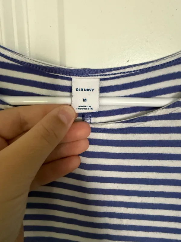 Old Navy Dress Blue Striped White - Image 3
