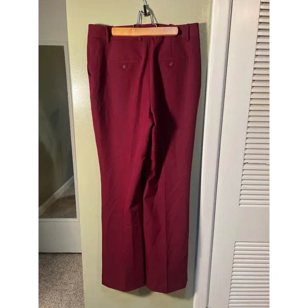 Worthington Women's Size 10 Wide Leg Dress Pant Trousers Burgundy Red High Rise - Image 7