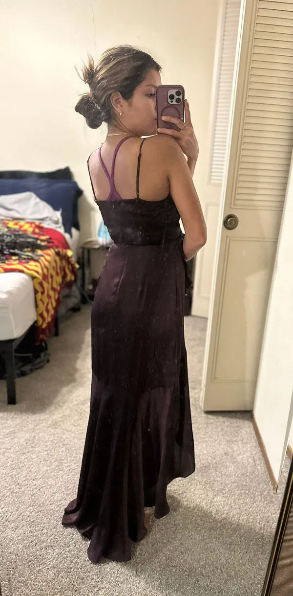 Express High Low Maroon Satin Dress - Image 3