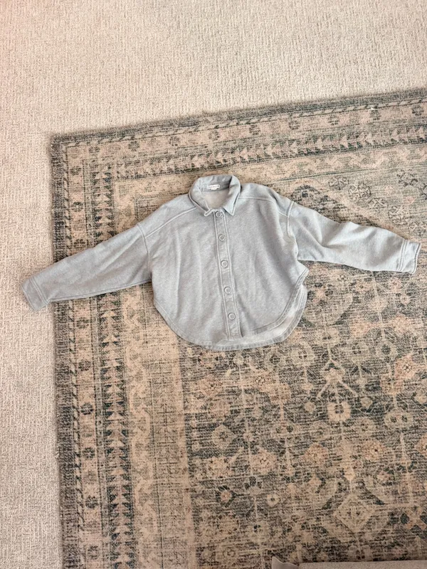 Good American heather gray cropped long sleeve shacket M - Image 6