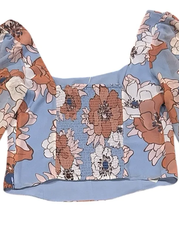 Aritzia Wilfred Grace Bustier Floral Cottage Soft Iris Cropped Poetic Top S - Image 3