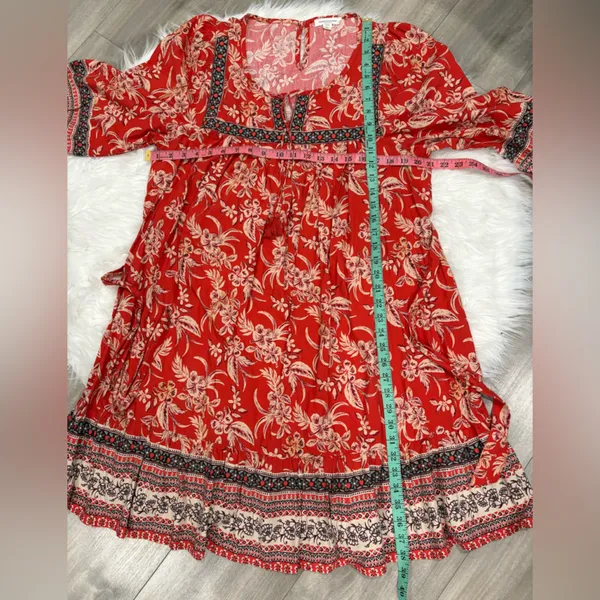 Beach Lunch Lounge Floral Print Dress Women's Size L Boho - Image 3