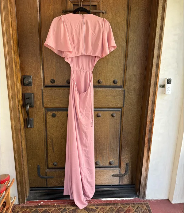 Astr Pink Open Back Flutter-Sleeve Maxi Dress Size XS - Image 3