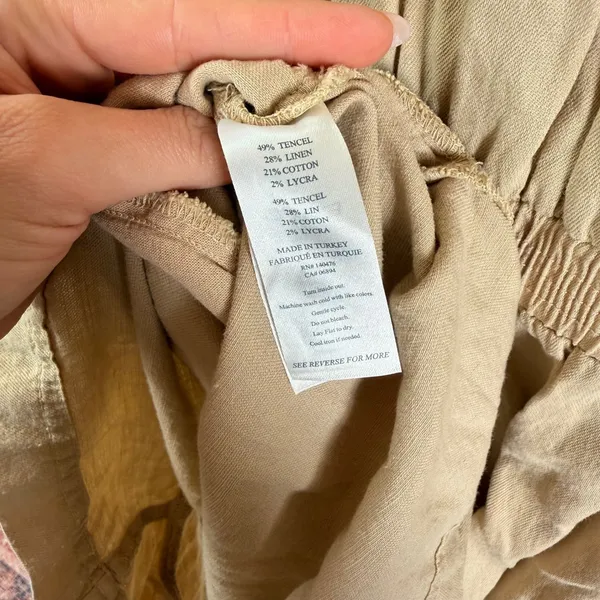 Faherty Arlie Day‎ Tan Linen Blend Button Front Short Sleeve Romper Size Small - Image 10