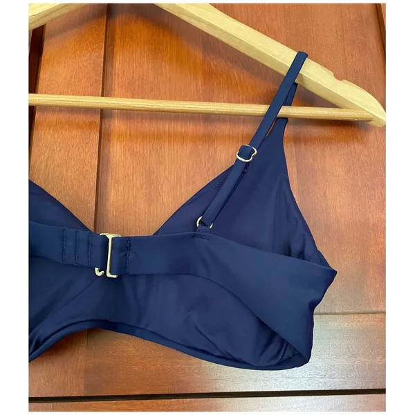 Quince Italian V-Neck Bikini Swim Top Deep Navy Blue Size Small NEW - Image 6