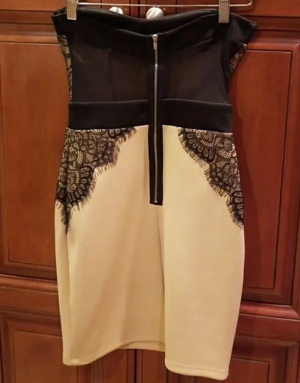 Sexy nude & black lace strapless dress wedding - Image 5