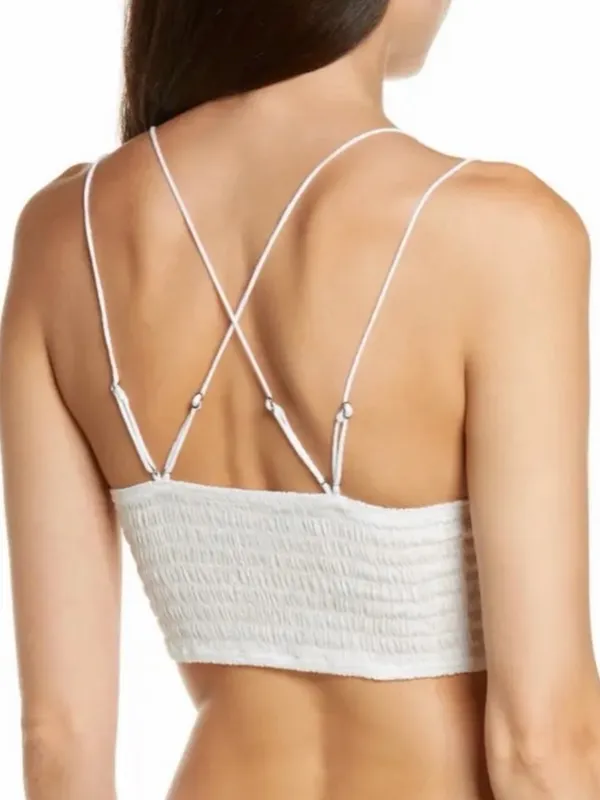 Free People FP One Adella Lace Bralette M White Crochet Boho Crop Top - Image 2