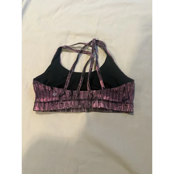 Lululemon Energy Bra Downpour Electric Coral Black Pink Workout Yoga No Pads 10 - Image 8