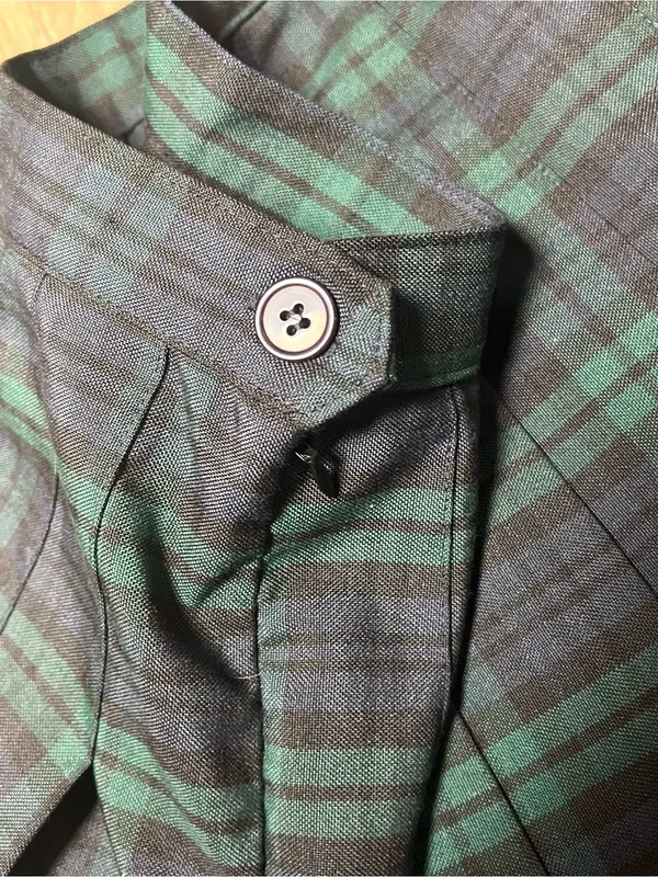 Los Angeles Apparel Navy and Forest Green Plaid Pleated Mini Skirt - Image 4