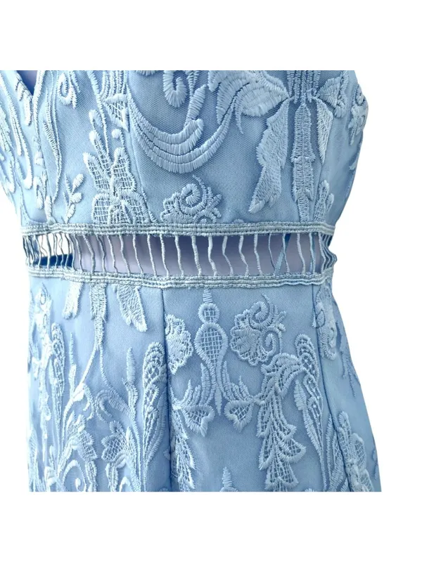 Pink Lily Lace Cutout Mini Dress Light Blue Size Small NWT Coquette Soft Girl - Image 9