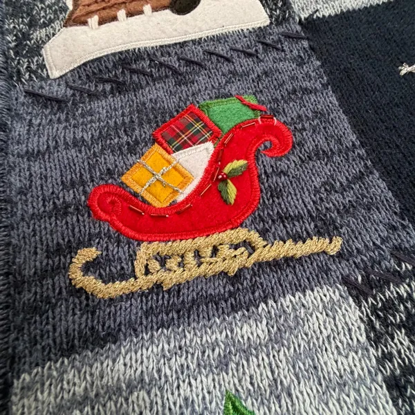 White stag women's‎ blue Santa embroidered Christmas ugly sweater vest size 26W - Image 4