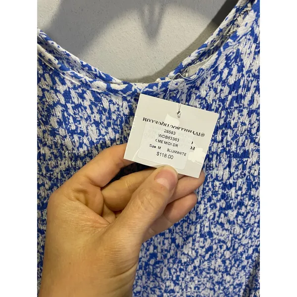 Lost + Wander Midi Dress Womens M Blue Floral Smocked‎ Ruffle Sleeve Cottagecore - Image 5
