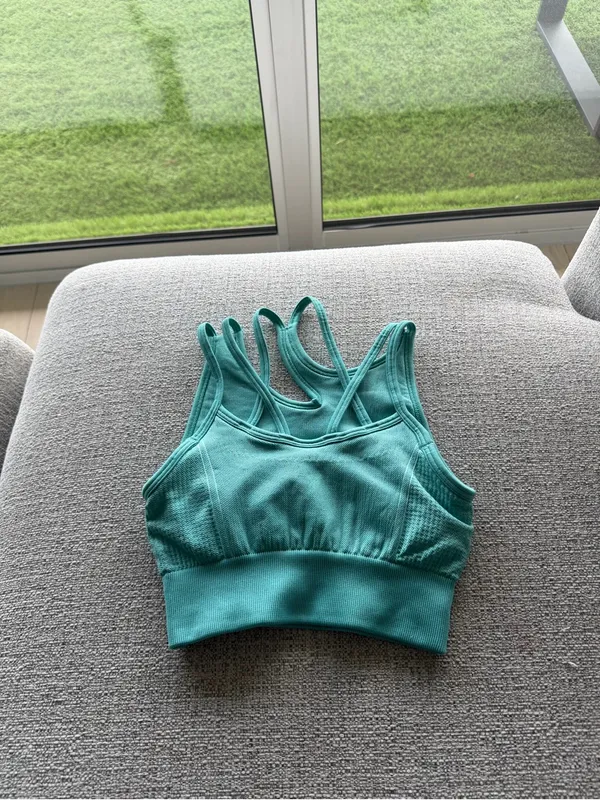 Gymshark‎ Ribbed Seamless Sports Bra Teal Size XS - Image 2