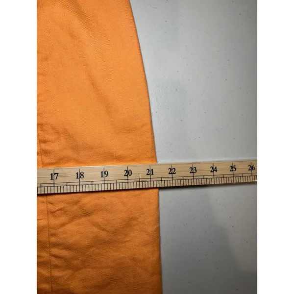 J. Crew Tangerine Orange Front Slit‎ Linen Blend Skirt 14 Lightweight Y2K Peach - Image 8