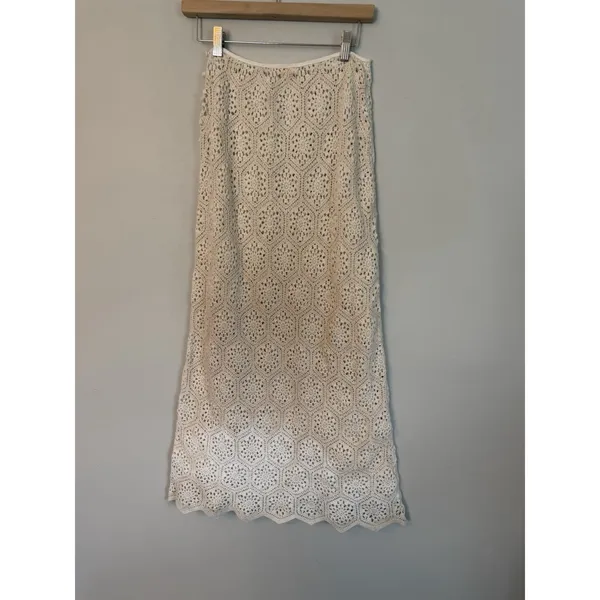 Agua Bendita Crochet Cream Tove Midi Skirt Womens Sz S $240 Swim Cover Up - Image 12