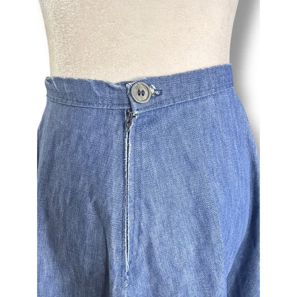 Handmade‎ Chambray Ruffle Hem Flowing Midi Skirt Western Boho Romantic Denim Blue - Image 7