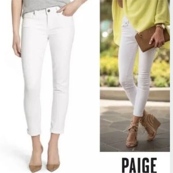 Paige Kylie Crop Jeans White 28 Skinny Stretch - Image 8
