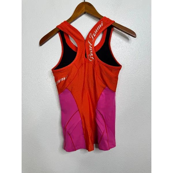 Pearl Izumi Elite Cycling‎ Tank Top Womens Medium Pink Orange Racerback Pockets - Image 2