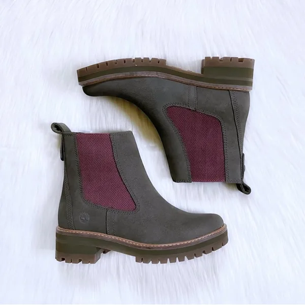 Timberland Courmayeur Valley Chelsea Boots, Olive Nubuck, Size 7.5 New in Box - Image 5