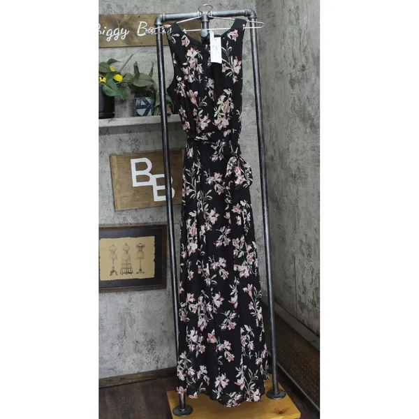 NWT Ny Collection Womens Chiffon Maxi Dress MCCD3995 Black / Pink M - Image 2