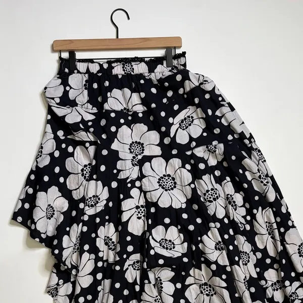 NWT!! FREE PEOPLE Poppy Printed Maxi Skirt Polka Dot Floral Black White Medium - Image 8
