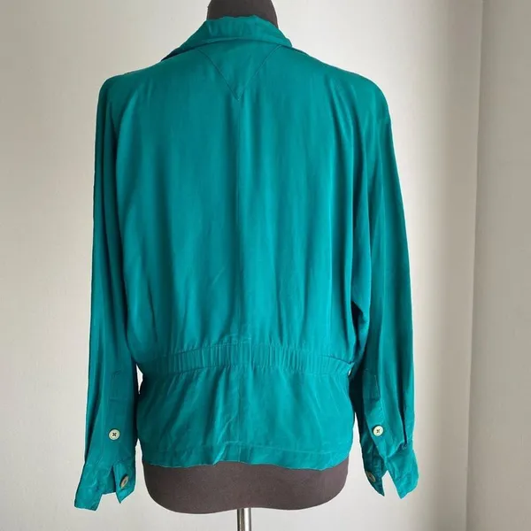 *Vintage* Ellen Tracy‎ sz 4 Long sleeve 100% Silk 80s blazer - Image 4