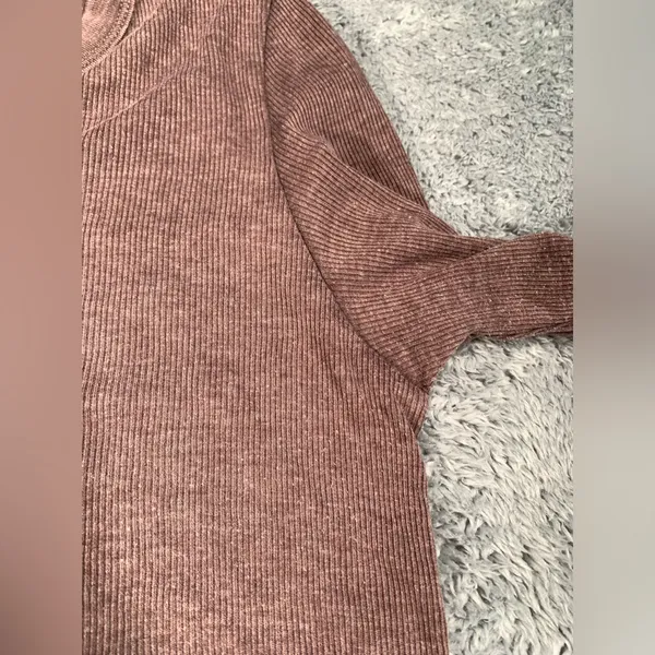 Aerie Brown Long Sleeve ribbed Henley Top medium - Image 10