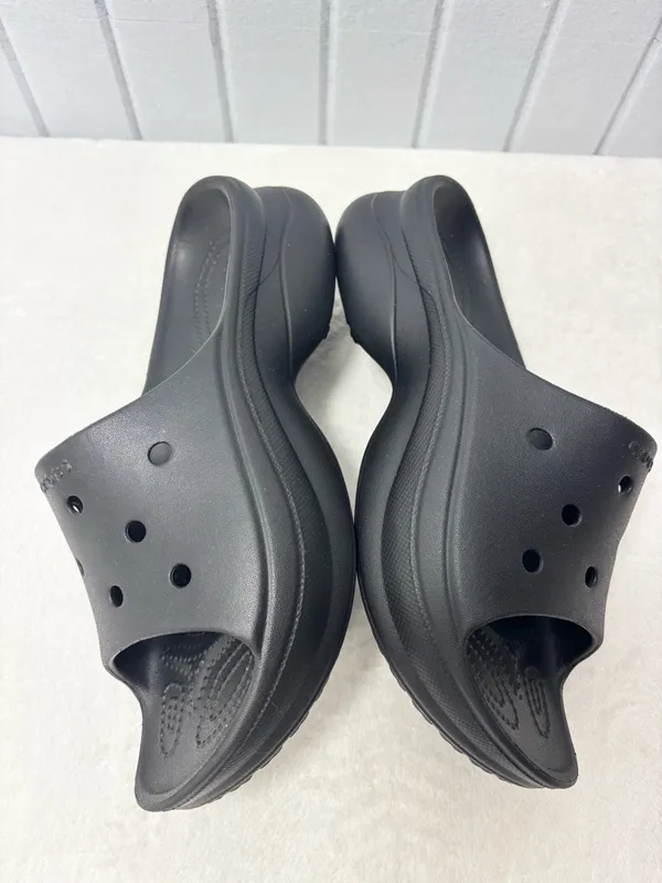 Crocs Classic Bae Slide Black Platform Sandals Slip On Shoes Womens Size‎ 9 NEW - Image 7