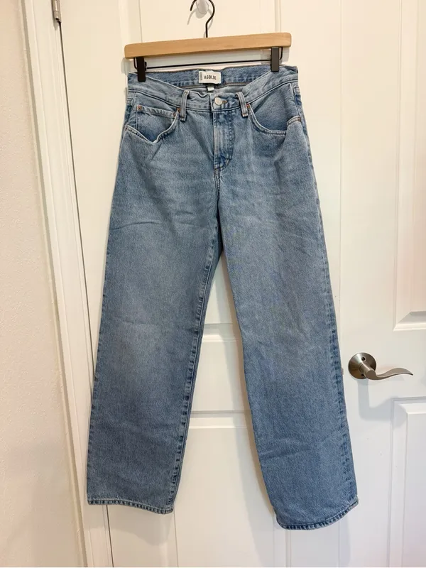 AGOLDE Fusion Jeans size 25 Medium Wash Wide Leg Straight 100% Cotton Denim - Image 4