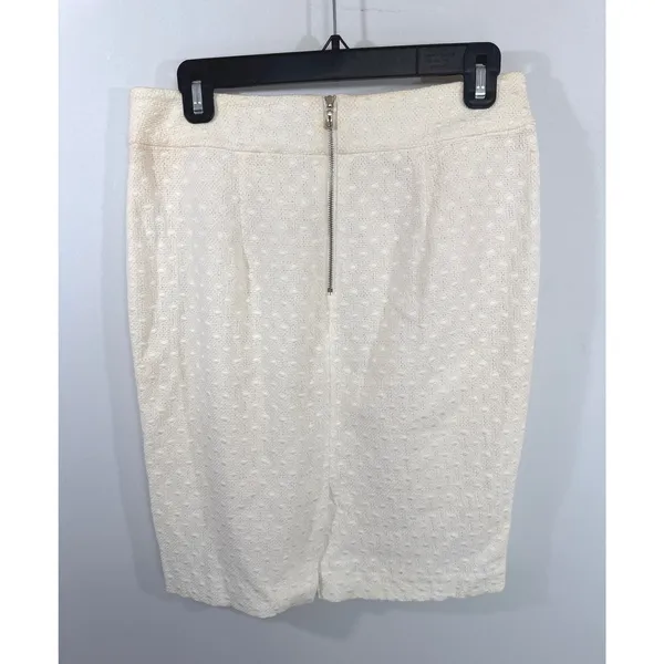 Ann Taylor Ivory Swift Dots Cotton Pencil Skirt Women Size 4 Preppy Academia - Image 4