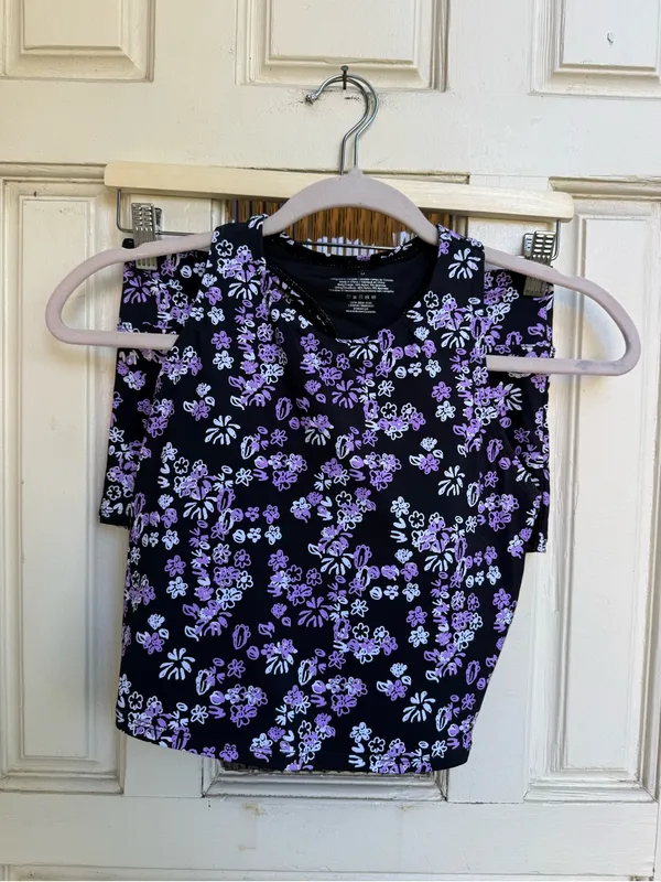 knix‎ Black Floral High-Neck Swim Set with Pink & White Flowers - Image 4