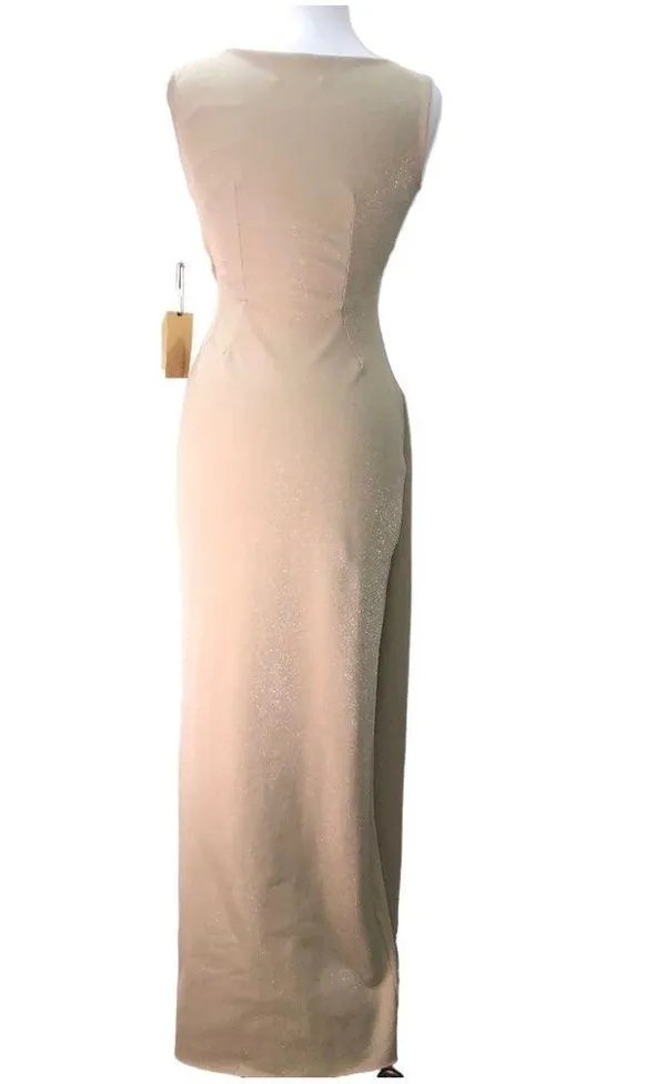 CHIARA BONI LA PETITE ROBE Aliki Metallic Sheath Gown Gold Shimmer 40 NWT - Image 7