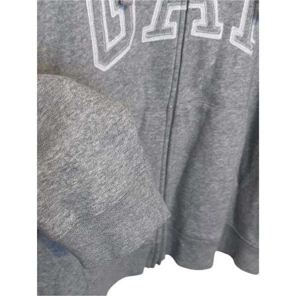 Gap Logo Relaxed Fit Zip Up Hoodie Gray Size XL - Image 5