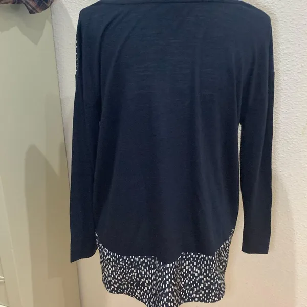 Ann Taylor Womens Navy & White Long Sleeve Tunic Sweater M - Image 3