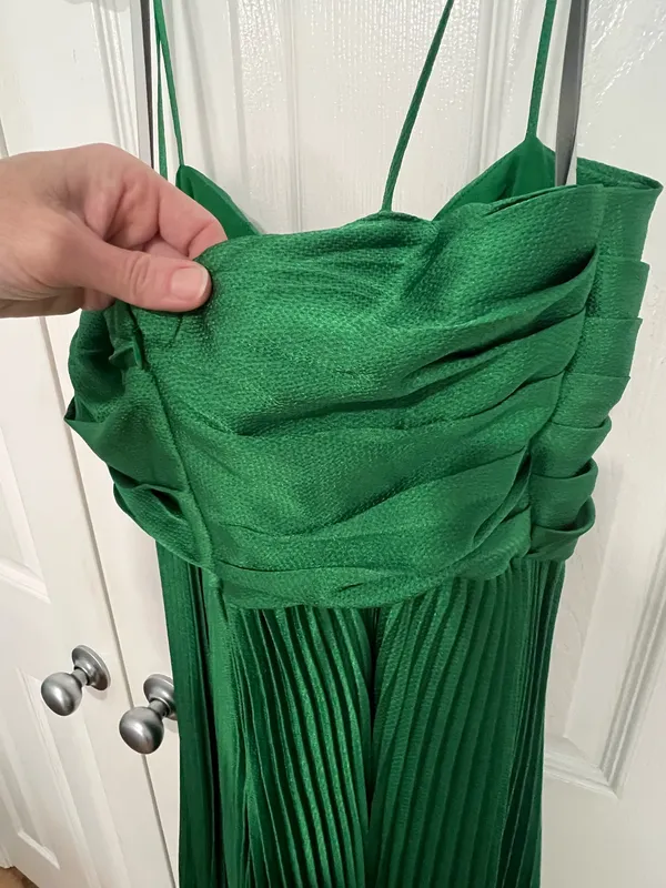 ML Monique Lhuillier Hammered Satin Charmeuse Pleated Gown - Image 12