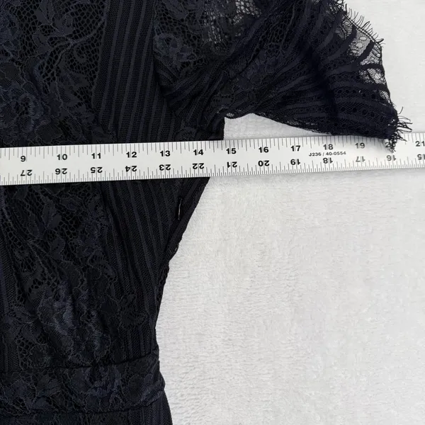 For Love & Lemons Black Lace Mini Dress‎ Short Sleeve Scalloped Eyelash Trim XS - Image 5