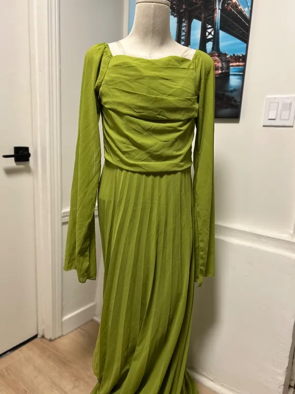 Pleated Waist maxi dress Green - Image 4