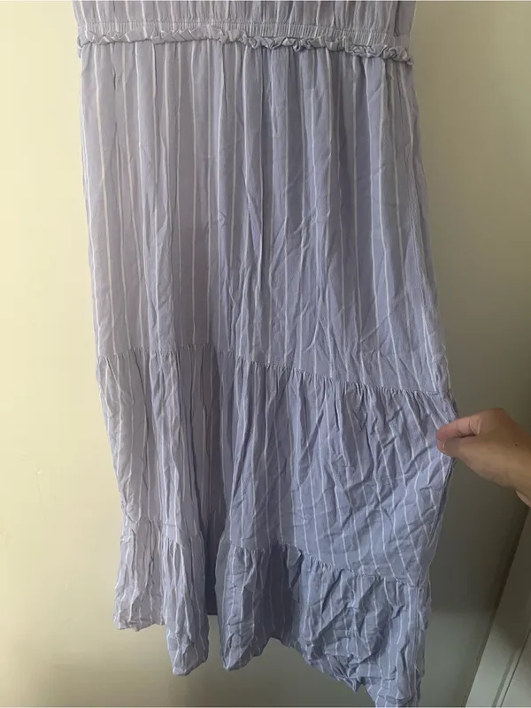 Old Navy Lavender Striped Midi Dress Small Coastal Euro Summer Cottagecore - Image 5