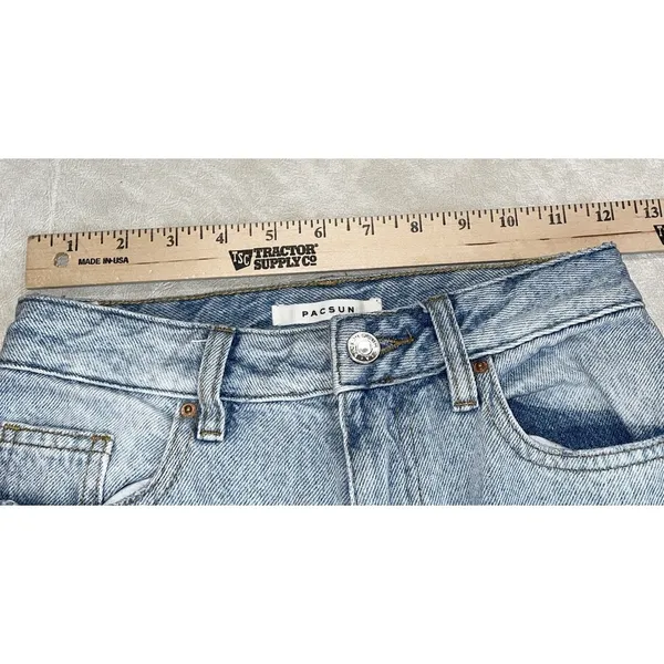 PacSun Women 25 90's Boyfriend Jeans Light Wash Thrashed Ripped High Rise Grunge - Image 5