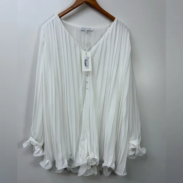 NEW Anthropologie Elegant White Endless Rose V-Neck Chiffon Romper size M - Image 4