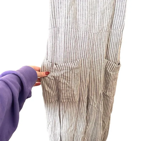 FREE PEOPLE Off The Shore Linen Blend Wide‎ Leg Jumpsuit Sz 4 - Image 5