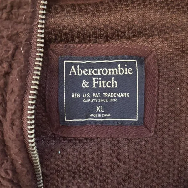 Abercrombie & Fitch Sweater Women's XL Brown Sherpa Quarter Zip Mock Neck - Image 4