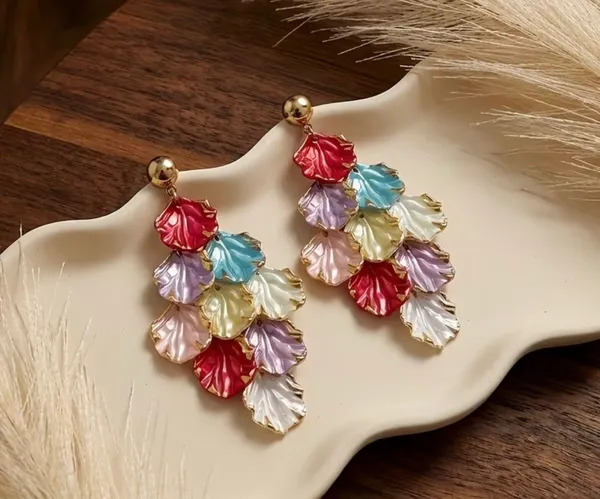 & Other Stories Gorgeous Multi-Color Layered Petal Earrings - Image 2